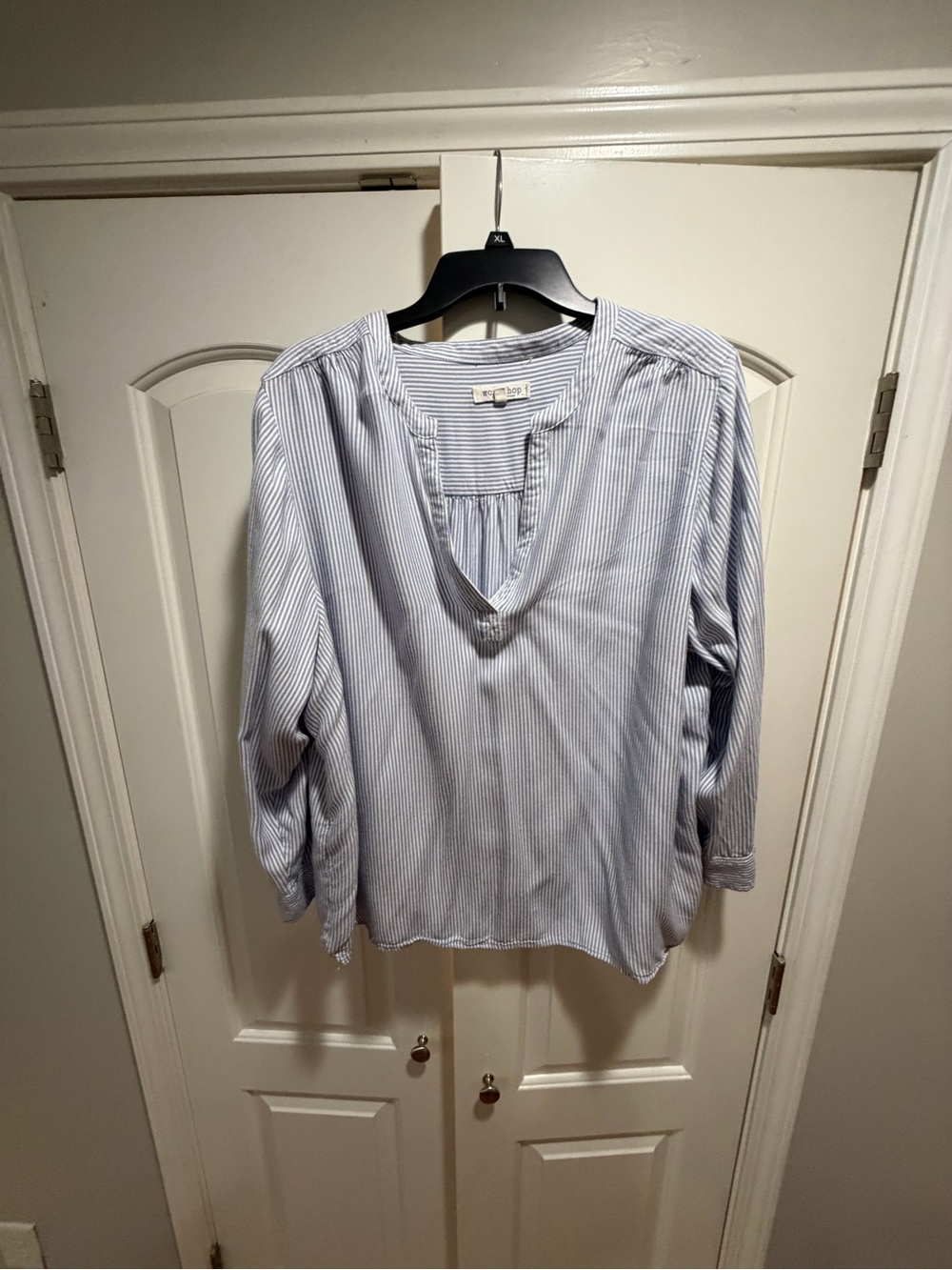 Workshop Republic Clothing Blue and White Striped Shirt